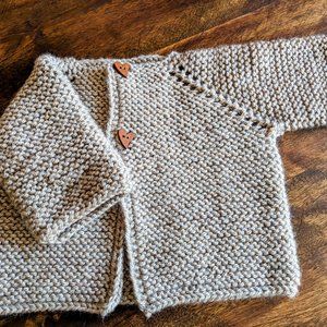 Brown-Beige Seamless Handknitted baby Jacket Vest Cardigan
